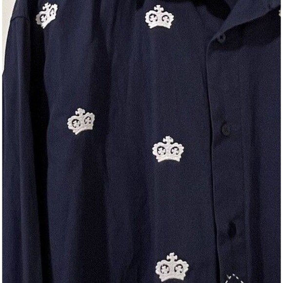 Vintage Sean Jean Chemise Embroidered Crown Blue Long Sleeve Shirt Men’s XL - Picture 6 of 13